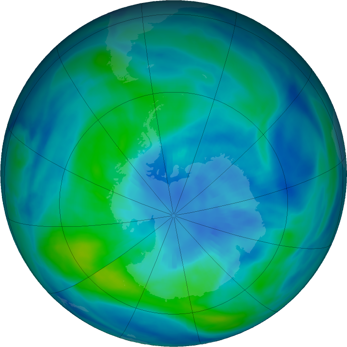 Antarctic ozone map for 02 April 2022
